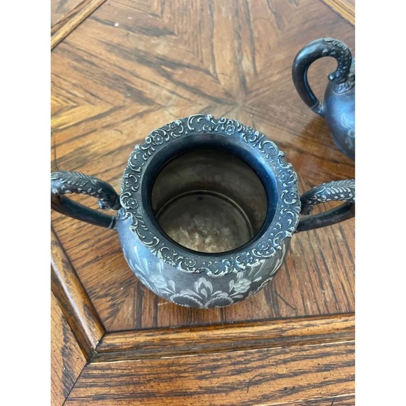 Vintage Van Bergh Silver Plate Co. Rochester NY Sugar bowl And Creamer 468 - Picture 9 of 10